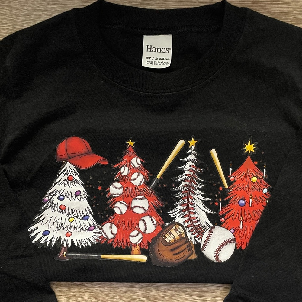 Toddler long sleeved baseball Christmas tee
